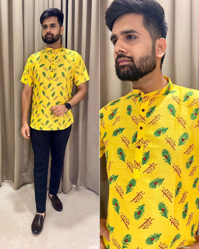 Mahakal Radhe Printed Short Kurta Mens Catalog
